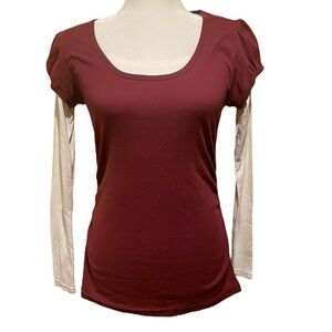 MKM Designs Red Fitted Cap Sleeve Layered‎ Top NWT Medium